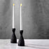 Black Candlestick Holder Set - Glass Taper Candle Holders, Glossy Black Finish, 6 Inch Height, Fits Standard 3/4 Inch Tapered Candles, Modern Kitchen Decor, Halloween Party Centerpiece - Pack of 2