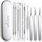 Blackhead Remover Tool, Aooeou Professional Pimple Popper Tool Kit - Treatment for Blemish, Whitehead Popping, Zit Removing for Risk Free Nose Face, Anti-Slip Coating Handle (b-Silver)