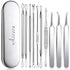 Blackhead Remover Tool, Aooeou Professional Pimple Popper Tool Kit - Treatment for Blemish, Whitehead Popping, Zit Removing for Risk Free Nose Face, Anti-Slip Coating Handle (b-Silver)