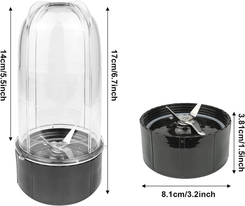 Blender Replacement parts 2pack 16oz Cups with Cross and Flat Blade Combination, Plus Four Sealing Rings?Compatible with Magic Bullet Blender Juicer 250W MB-1001