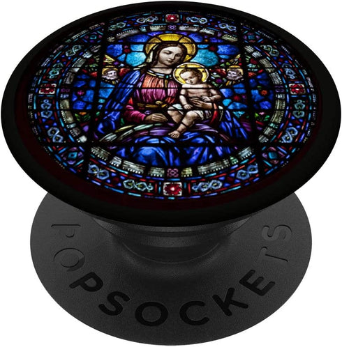 Blessed Virgin Mary and Jesus Stained Glass Design PopSockets PopGrip: Swappable Grip for Phones & Tablets