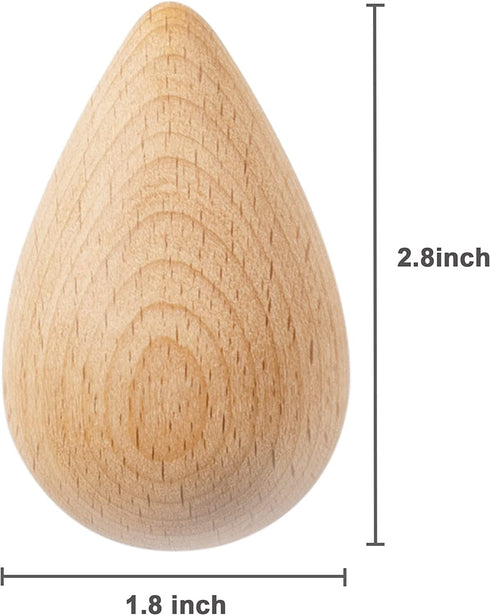 Cute Water Drop Shaped Wooden Hooks,Decorative Wooden Wall Hooks for Hanging Hats, Jackets and More! All Natural, Solid Wood Hooks, Each Set Includes 4 Wall Hooks and Hardware.
