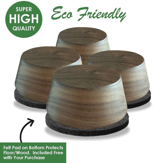 Prime Woodcraft Walnut Wood Furniture Risers - Premium Wooden Furniture Lift with 1 Inch Extra Height for Cleaning and Convenience - Bed Riser, Sofa Riser, Desk Riser for Home and Office (4 Pack)