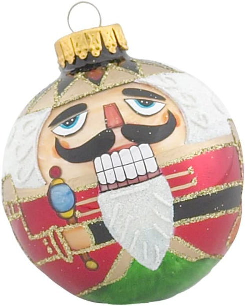 Kurt Adler Nutcracker Design Glass Ball Ornament, 65mm, Set of 4