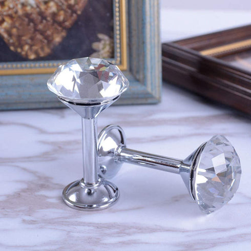 Onwon 4 Pieces Shiny Clear Diamond Crystal Goblet Shape Curtain Holdbacks Curtain Buckle Wall Hooks Coat Hangers Drapery Tiebacks Hooks Tassel Holder for Room Window Decoration