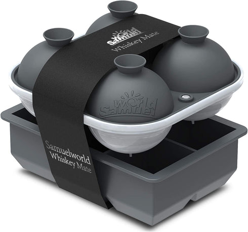 Samuelworld Ice Cube Trays - Jumble Big Cubes & 2.5 inches Large Sphere Ice Mold Combo for Whiskey and Cocktails, Keep Drinks Chilled (Grey)