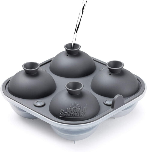 Samuelworld Ice Cube Trays - Jumble Big Cubes & 2.5 inches Large Sphere Ice Mold Combo for Whiskey and Cocktails, Keep Drinks Chilled (Grey)