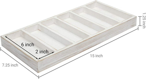 MyGift Whitewashed Wood Sunglasses Holder Storage Box with 6 Compartments, Retail Eyewear Display Tray
