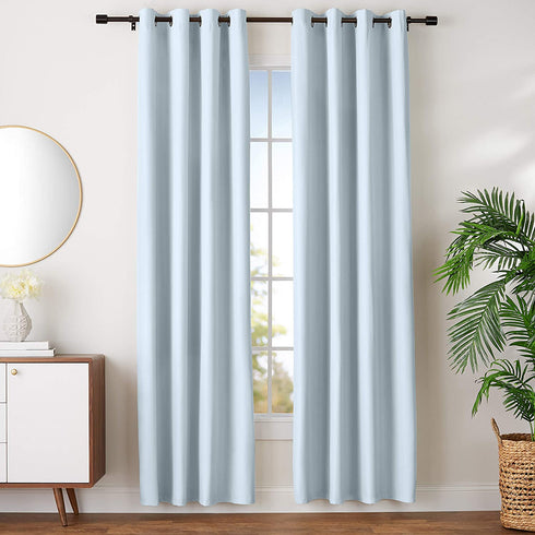 Amazon Basics Room Darkening Blackout Window Curtains with Grommets - 42 x 96-Inch, Light Gray, 2 Panels
