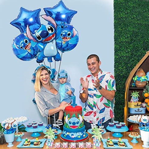 6pcs Lilo and Stitch Aluminum film balloon, Stitch birthday party decoration, children's birthday party supplies decoration