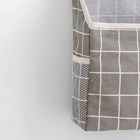 Wall Hanging Storage Bag, Waterproof Over The Door Closet Organizer Hanging Pocket Organizer for Bedroom, Bathroom, Linen Cotton (Gray)