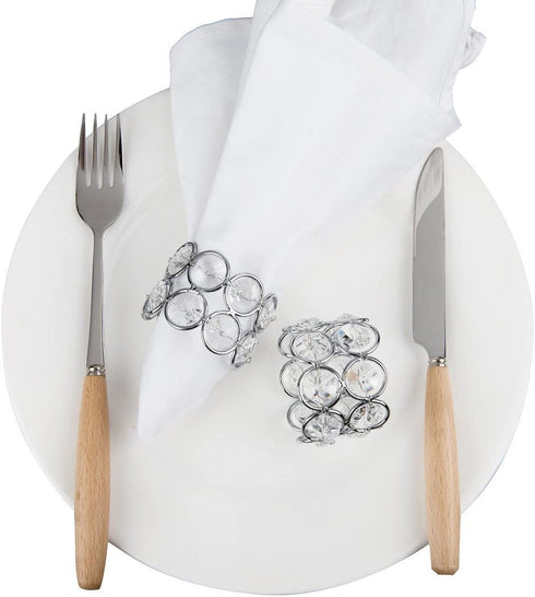 Feyarl Set of 8pcs Sparkly Napkin Rings Crystal Table Dinner Napkin Holders for Wedding Centerpieces Party Special Occasions Festival Decoration