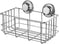 SANNO Suction Cup Shower Caddy Bath Wall Shelf, Deep Bathroom Basket Large Shower Caddy Bath Organizer Kitchen Storage Basket for Gel Holder Bathroom Storage Shampoo, Conditioner -Stainless Steel