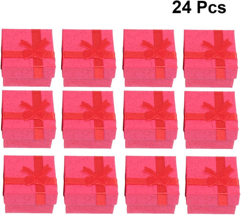 HEMOTON 24pcs Gifts Box Set Jewelry Gift Boxes Cardboard Jewelry Boxes Rings Pendants Earring Necklaces Boxes for Anniversaries Weddings Birthday Red