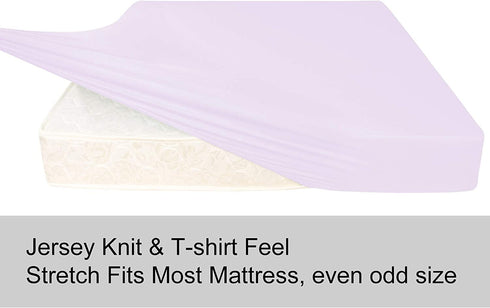 N&Y HOME King Size Fitted Sheet Only - 4-Way Stretch Jersey Knit, T-Shirt Feeling & Ultra Soft, Wrinkle Free, Non-Slip & Snug Fit for Mattress (Deep: 5"-13") - Pale Purple, King