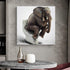 Chucoco Oil Paintings on Canvas Funny Elephant Sitting on the Toilet Abstract Wall Art Print with Framed Ready to Hang, Living Room Kitchen Bedroom Home Decorations 16x16 inch