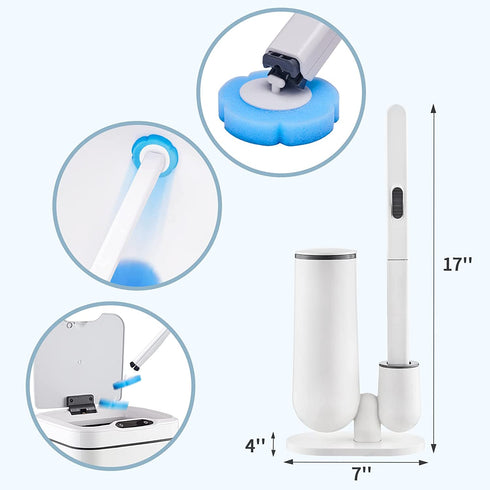 Toilet Wand Kit- ELPHECO Toilet Disposable Brush and Holder Set, Toilet Bowl Wand, Toilet Starter Kit Handle Wand Storage Caddy with 6 Refills, Toilet Cleaning Set for Bathroom Cleaning