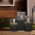 Eldnacele Glass Candles Flameless Flickering Candles with Remote Control & Timer, 3D Wick LED Battery Operated Pillar Candles Set of 3 Black Glass Candles Warm Light (D3? x H4? 5? 6?)