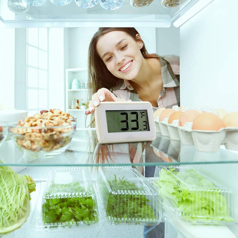 6 Pack Digital Refrigerator Thermometer, Waterproof Freezer Room Thermometer,High Precision Fridge Alarm Thermometer with Hook for Kitchen Home,°C/°F Convertible