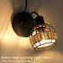 DLLT Wall Spotlight Fixture, Rustic Cage Wall Light with Plug in Cord, Adjustable Flush Mount Track Lighting for Bedside, Headboard Picture, Kitchen, Bedroom, Office, Directional Wall Light, Rattan