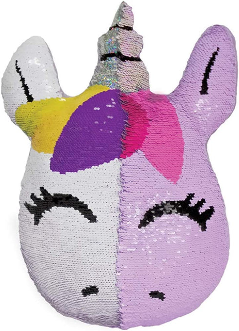 iscream Sweet Unicorn 7.5" x 9.5" Reversible Sequin Soft Fleece Back Mini Pillow