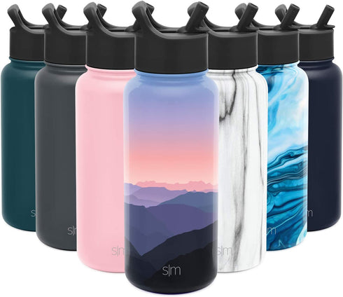 Simple Modern Water Bottle with Straw Lid Vacuum Insulated Stainless Steel Metal Thermos | Reusable Leak Proof BPA-Free Flask for Gym, Travel, Sports | Summit Collection | 32oz, Alpenglow