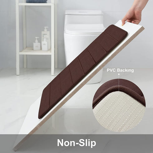 Memory Foam Soft Bath Mats - Non Slip Absorbent Bathroom Rugs Rubber Back Runner Mat for Kitchen Bathroom Floors 20" x 32", Coffee