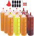 Belinlen 12 Pack 16-Ounce Plastic Squeeze Bottles with Red Cap for Food, Crafts, Art, Multi Purpose Set of 12 with extra 16 Chalk Labels 6 Red Cap and 1 Pen