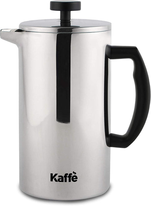 Kaffe French Press Coffee Maker. Food-Grade Double-Wall Stainless Steel (6 Cups 0.8L). Extra Filter Included!