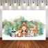 Avezano Woodland Animals Backdrop Tree Mountain Safari Birthday Background Woodland Jungle Baby Shower Party Decoration Banner (7x5ft)