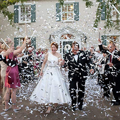10Pack White Confetti Wand Tissue Sticks for Wedding Celebrations, Anniversary, Birthday Party, 7.8inch