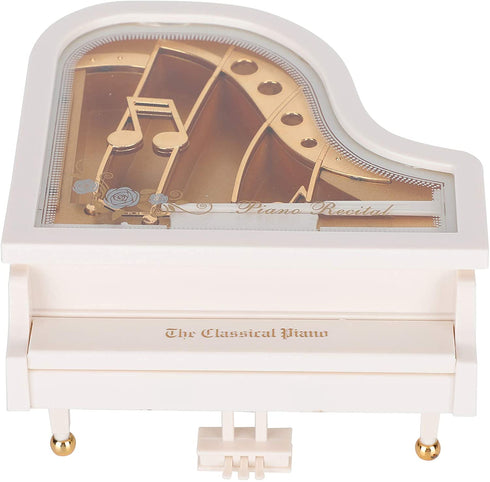 White Piano Music Box 4.9x4.7x5.7in Mini Piano Tabletop Ornament Musical Boxes Gift for Christmas, Birthday, Valentine's Day