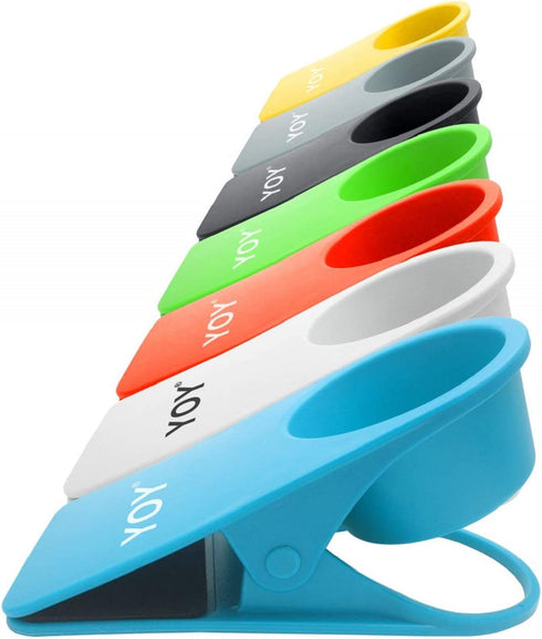 YOY 2 Pack Drink Cup Holder Clip - Table Desk Side Water Glass Beer Bottle Beverage Soda Coffee Mug Holder Cup Saucer Clip Design for Home Office, Black