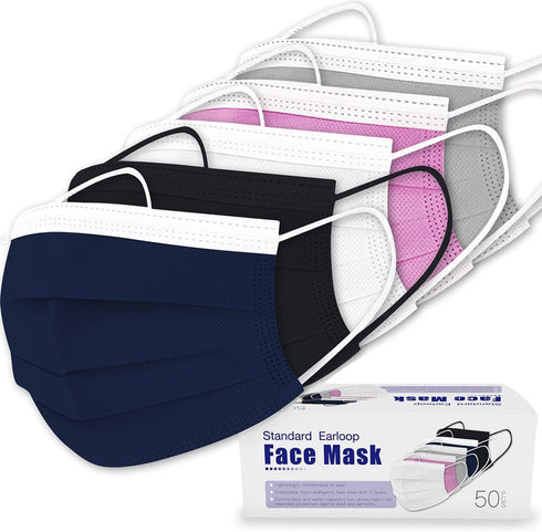 disposable face mask - 50 PCS - For Home & Office - 3-Ply Breathable & Comfortable Filter Safety Mask (NON27378Z-50)