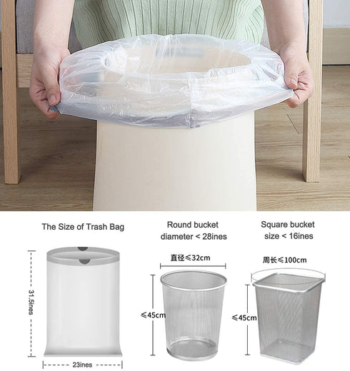 Trash Bags 13 Gallon Tall Kitchen Drawstring Garbage Bags, Biodegradable Clear Medium Strong Trash-Can-Liner for Home Bathroom Office (White, 100 Count)