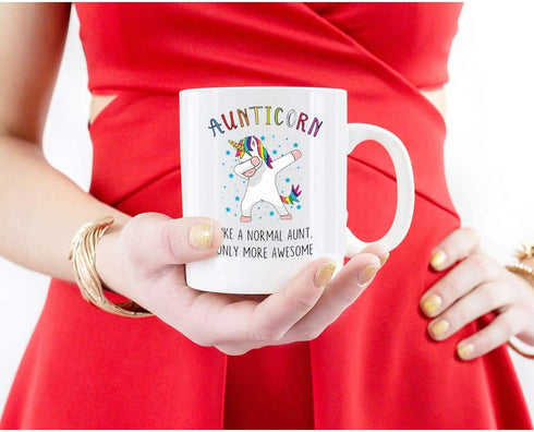 Aunticorn Funny Coffee Mug Unicorn Aunt Gift Mug PLUS Aunt Gift Keychain Best Aunt Ever Gifts from Niece or Nephew 11 Oz Double Sided Mug for Aunts, Mother, Grandma