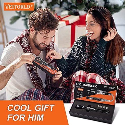 VEITORLD LED Telescoping Magnetic Pickup Tools, Gifts for Men Dad Husband Him From Daughter Son, Valentines Day, Unique Birthday Gift Ideas for Boyfriend Grandpa Women