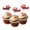 HOKPA Airplane Cupcake Toppers Cake Food Dessert Picks Baby Shower Kids' Boys Birthday Party Decors (24PCS Red)