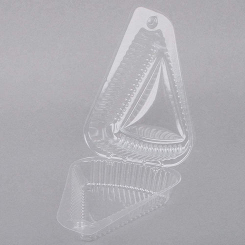 50 Cake Slice Containers with Lids | Hinged Medium Disposable Plastic Cake Containers | Clear Cheesecake Container, Individual Cake Pie Slice Boxes for Flan Dessert Pastry Cookie Snack Fruit Packaging