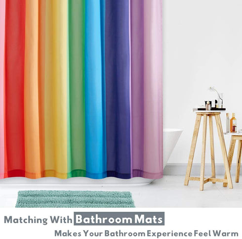 KGORGE Shower Curtain for Bathroom - Farmhouse Shower Curtain Rainbow Stripe Pattern Boho Waterproof Washable Curtain for Bathtub Camper Backdrop, 72 x 72 inches, Hooks Included