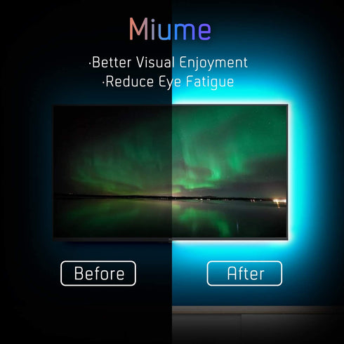 Miume 13.2Ft Music LED Strip Lights for 48-60 inch TV, RGB USB Powered TV Led Backlight with APP Control,TV Led Back Light Kit for Flat Screen TV,PC¦