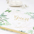 bloom daily planners Wedding Guest Book (120 Pages) Guest Sign-in Book Guest Registry Guestbook - White Cover with Gold Foil, Gilded Edges and Gold Page Marker Hardbound 7" x 9" (Eucalyptus)