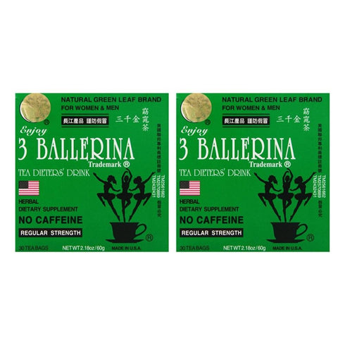 Three Ballerina Diet Tea for Men and Women 30 Tea Bags Ballerina, 60 Count, (Pack of 2)