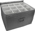 Sorbus Stemware Storage Chest - Deluxe Quilted Case with Dividers - Service for 12 - Great for Protecting or Transporting Wine Glasses, Champagne Flutes, Goblets, and More (Storage Glass - Gray)