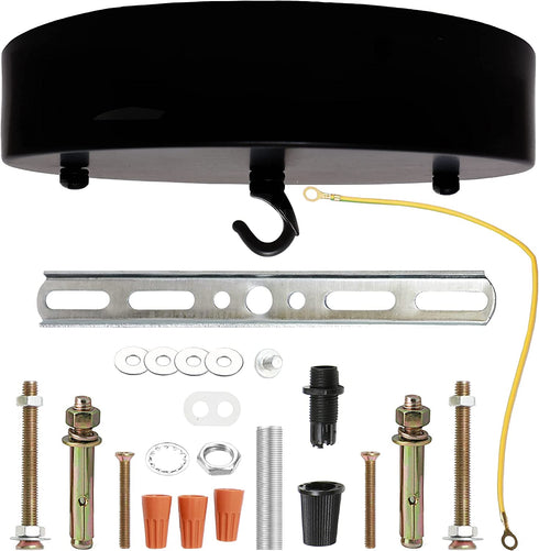 Sturkit 7.9inch Ceiling Canopy Kit with Hook, Ceiling Plate for Pendant Light with All Mounting Hardware,Black