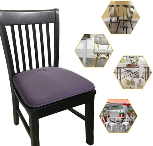 Big Hippo Chair Pads, Memory Foam Chair Seat Cushion Non Slip Rubber Back Thicken Chair Padding with Elastic Bands for Home Office Outdoor Seats (Gray-1pc)