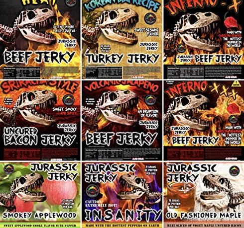 JURASSIC JERKY “INSANITY” HOT Beef Jerky made with the Ghost, Habanero & Carolina Reaper the Hottest Pepper on Earth! Can you handle the Heat? Take the INSANITY Challenge! (1 oz bag)