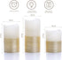 Flickering LED Candle Set with Daily Timer,BeMoment Flameless Candles,Embedded String Lights Stay Lit,Golden Stripes Decorative,Real Wax,Battery Powered,Set of 3(H 4"5"6" x D3")