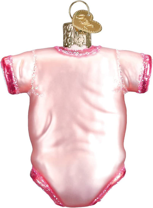 Old World Christmas Collection Glass Blown Ornaments for Christmas Tree, Pink Baby Onesie 32338