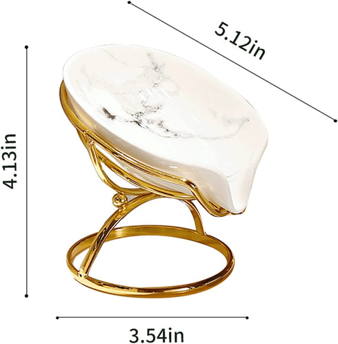 Dobbyby Ceramic Soap Dish with Drain,Soap Holder,Soap Saver,Soap Tray,Bar Soap Holder,Easy Cleaning,Dry,for Shower Bathroom Kitchen Sink Bathtub,White Marble Ceramic soap Tray Pro-Environment?White?